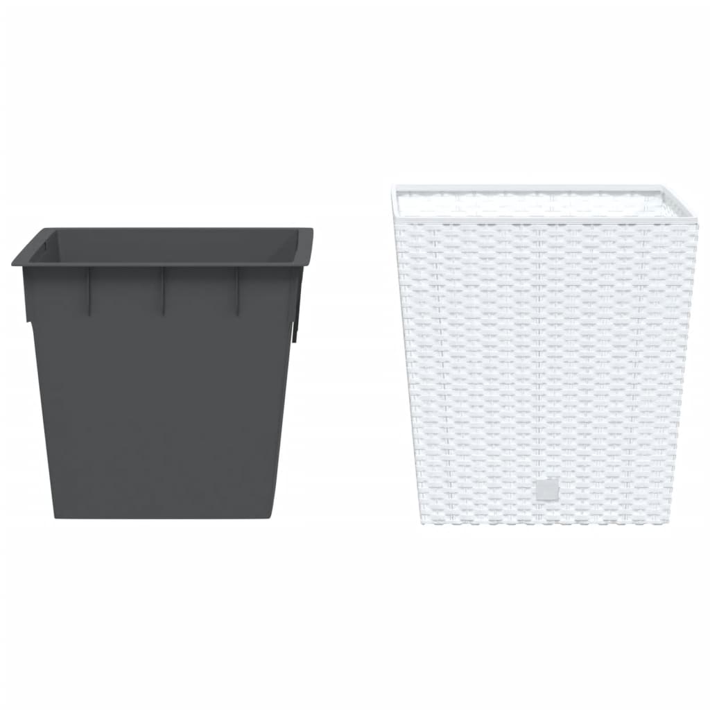 vidaXL Pflanzkübel mit herausnehmbaren Einsatz Weiß 21/32 L PP-Rattan