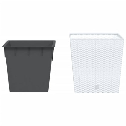 vidaXL Pflanzkübel mit herausnehmbaren Einsatz Weiß 21/32 L PP-Rattan