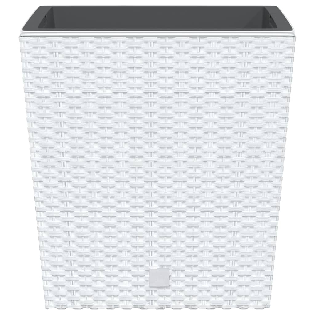 vidaXL Pflanzkübel mit herausnehmbaren Einsatz Weiß 21/32 L PP-Rattan