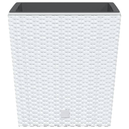 vidaXL Pflanzkübel mit herausnehmbaren Einsatz Weiß 21/32 L PP-Rattan