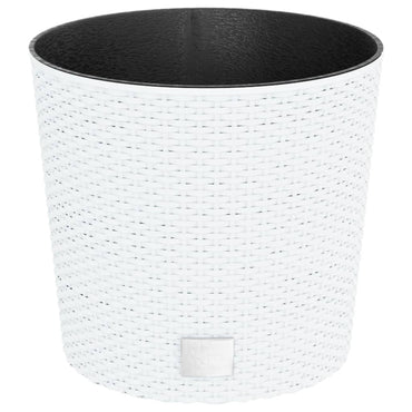 vidaXL Pflanzkübel mit herausnehmbaren Einsatz Weiß 15/15,3L PP-Rattan