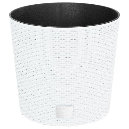 vidaXL Pflanzkübel mit herausnehmbaren Einsatz Weiß 15/15,3L PP-Rattan