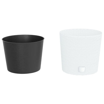vidaXL Pflanzkübel mit herausnehmbaren Einsatz Weiß 15/15,3L PP-Rattan