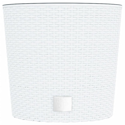 vidaXL Pflanzkübel mit herausnehmbaren Einsatz Weiß 15/15,3L PP-Rattan