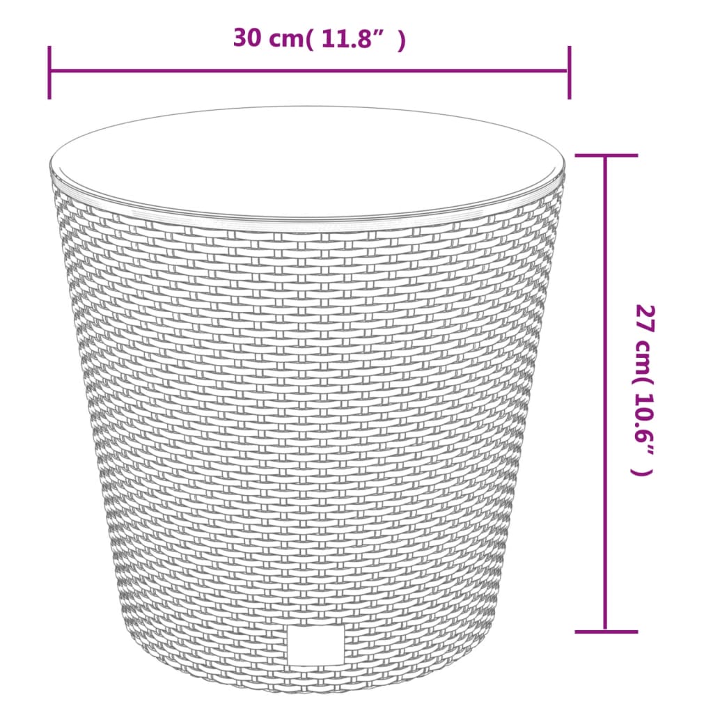 vidaXL Pflanzkübel mit herausnehmbaren Einsatz Weiß 15/15,3L PP-Rattan