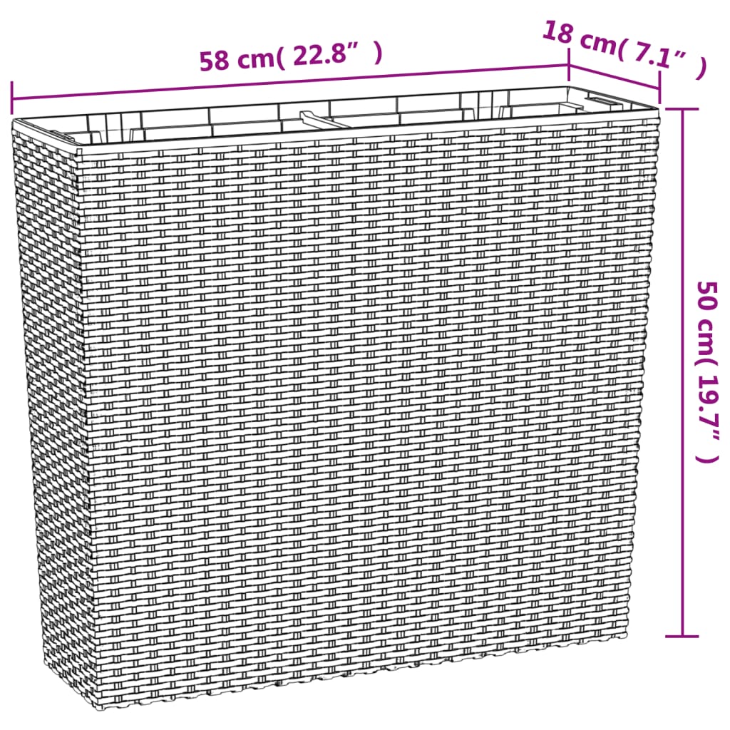 vidaXL Pflanzkübel mit herausnehmbaren Einsatz Braun 12/44 L PP-Rattan