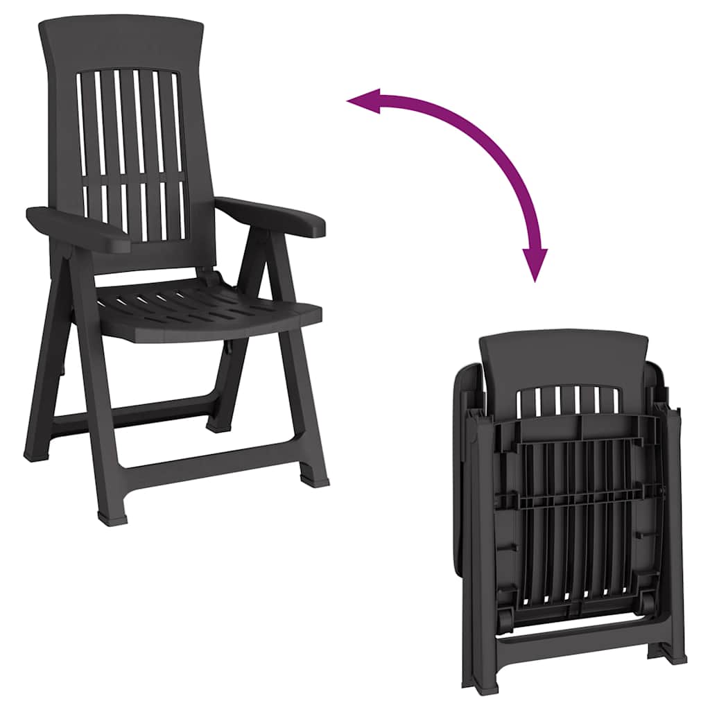 vidaXL Chaises de jardin 2 pcs. Réglables Anthracite PP