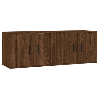 vidaXL TV-Wandschränke 2 Stk. Braun Eichen-Optik 57x34,5x40 cm