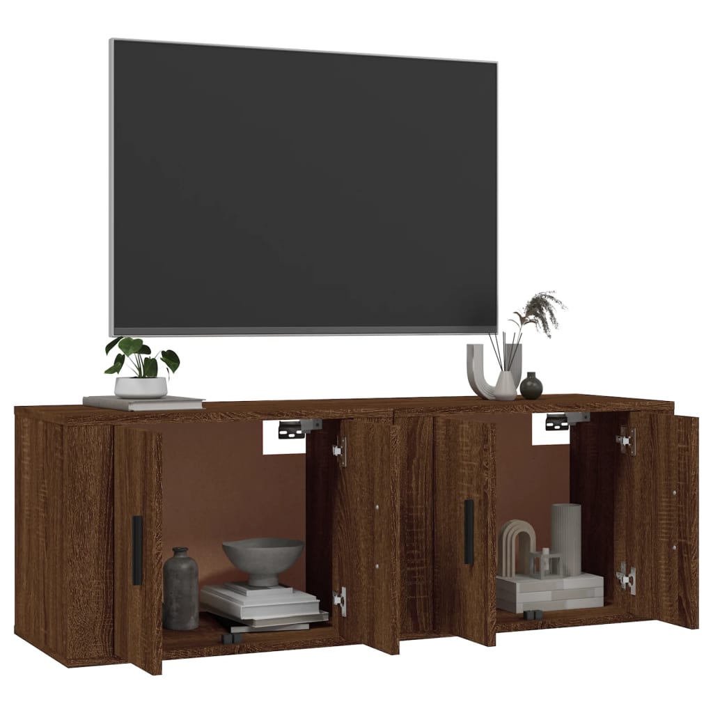 vidaXL TV-Wandschränke 2 Stk. Braun Eichen-Optik 57x34,5x40 cm