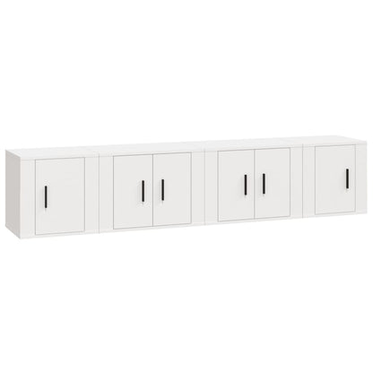 vidaXL 4-tlg. TV-Schrank-Set Weiß Holzwerkstoff
