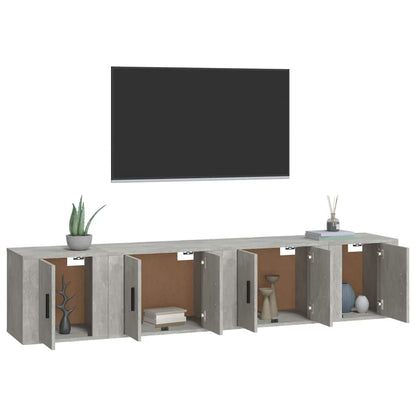 vidaXL 4-tlg. TV-Schrank-Set Betongrau Holzwerkstoff