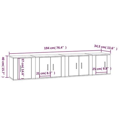 vidaXL 4-tlg. TV-Schrank-Set Betongrau Holzwerkstoff