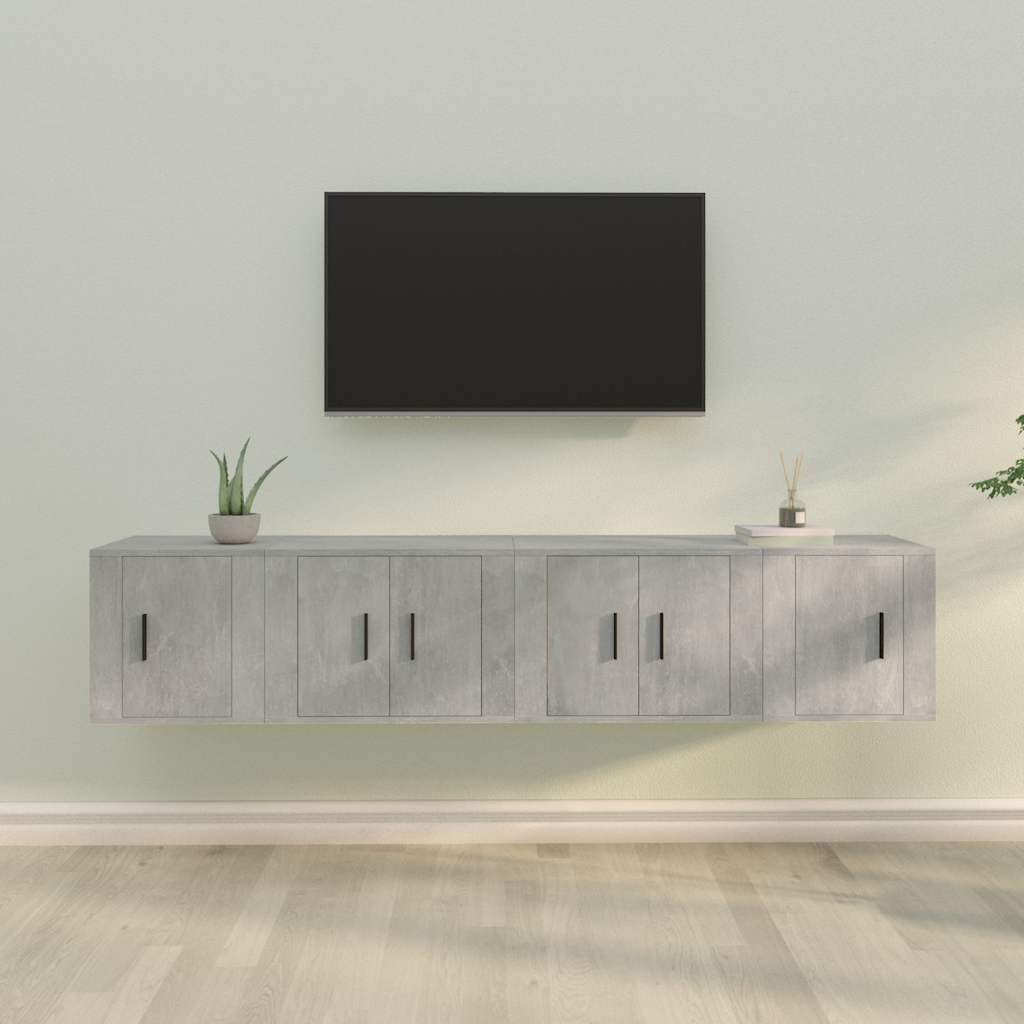 vidaXL 4-tlg. TV-Schrank-Set Betongrau Holzwerkstoff