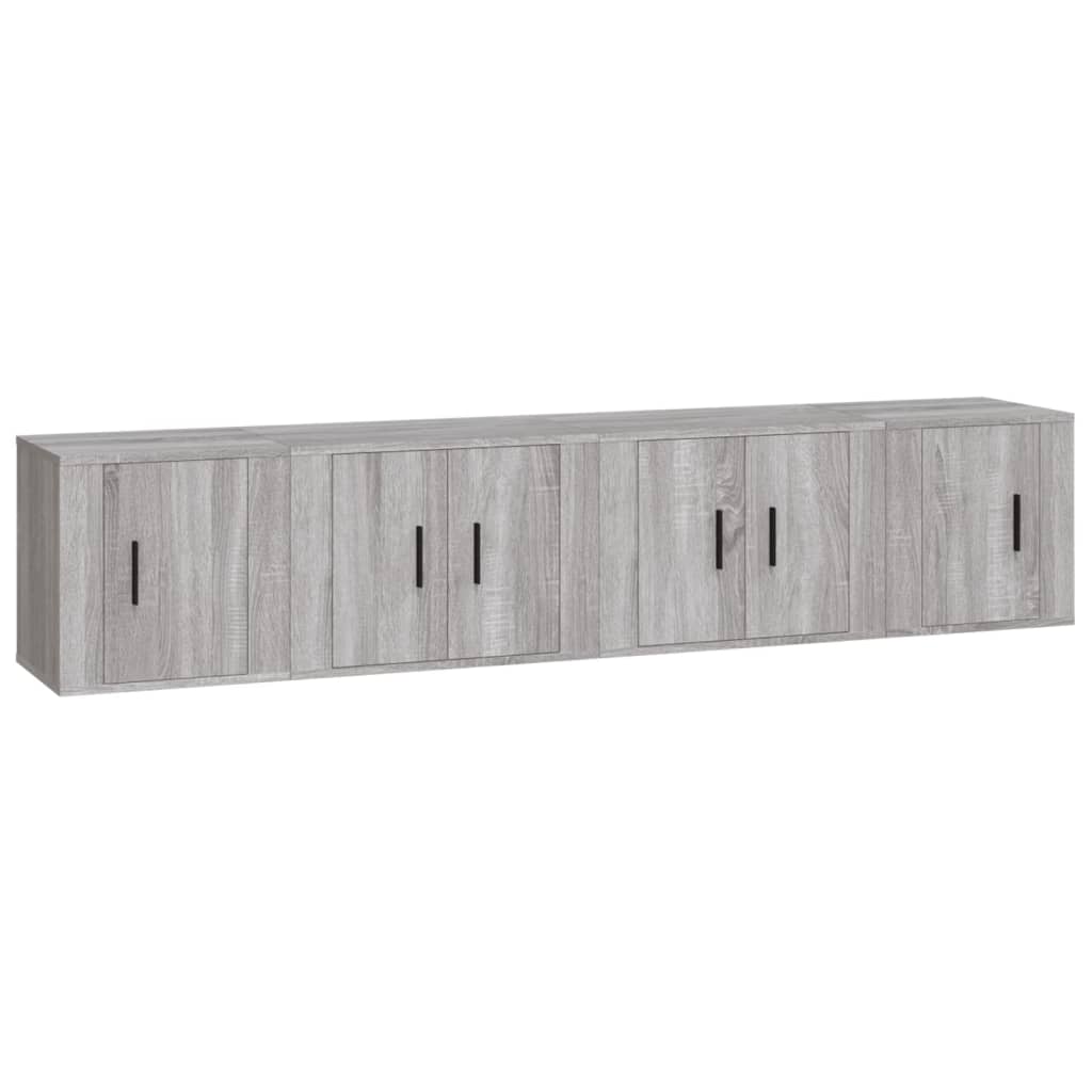 vidaXL Meuble TV, 4 pcs, Gris sonoma, Bois d'ingénierie