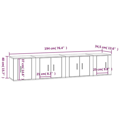 vidaXL Meuble TV, 4 pcs, Gris sonoma, Bois d'ingénierie