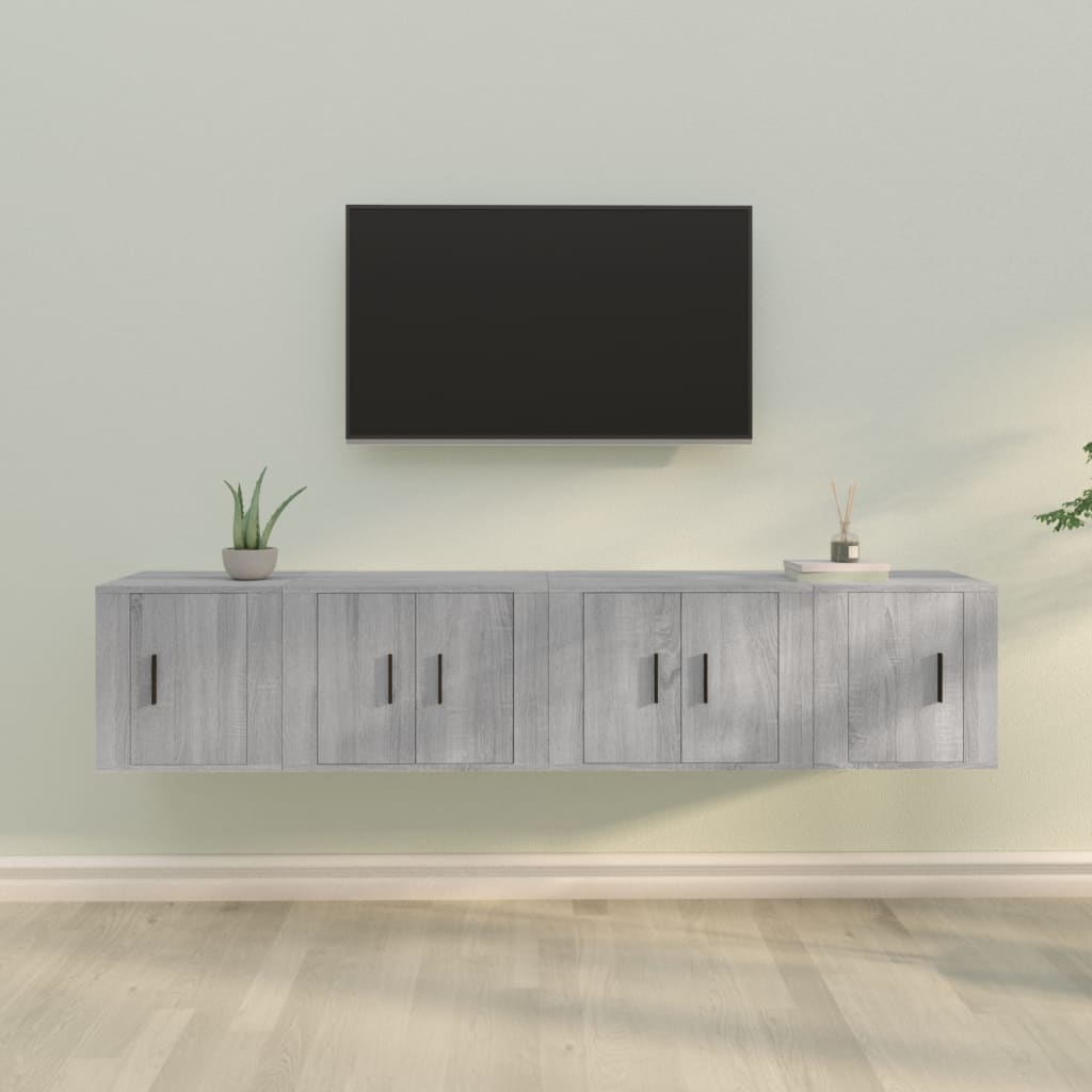 vidaXL Meuble TV, 4 pcs, Gris sonoma, Bois d'ingénierie