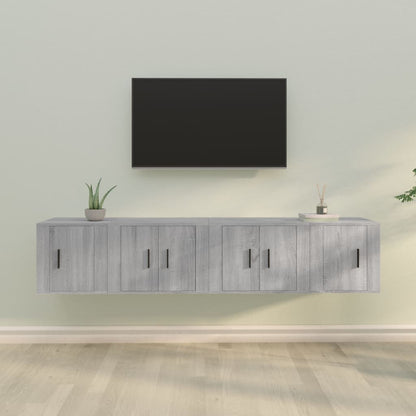 vidaXL Meuble TV, 4 pcs, Gris sonoma, Bois d'ingénierie