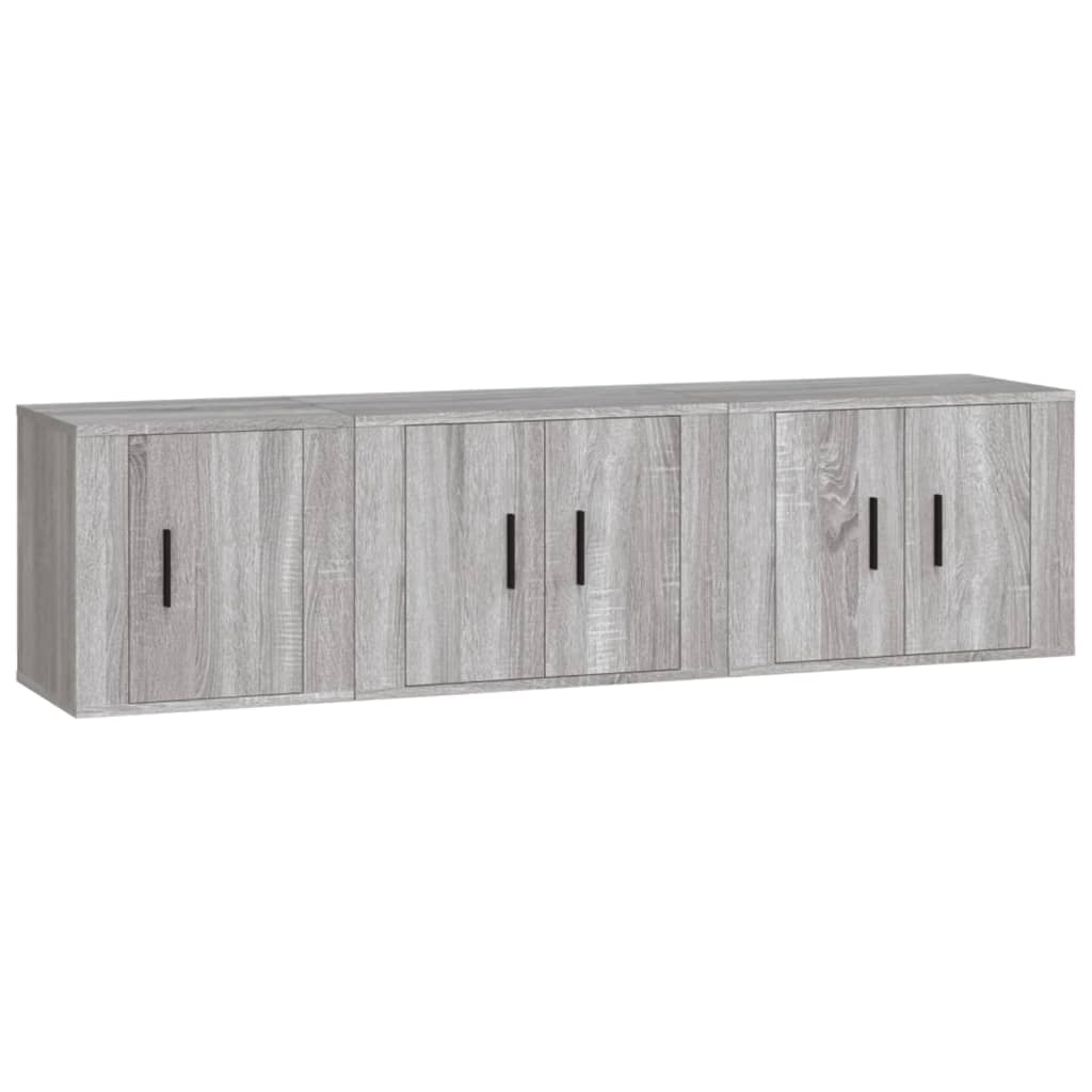vidaXL Meuble TV 3 pcs Gris Sonoma Aggloméré