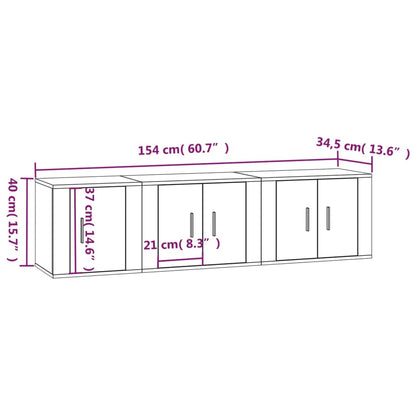 vidaXL Meuble TV 3 pcs Gris Sonoma Aggloméré