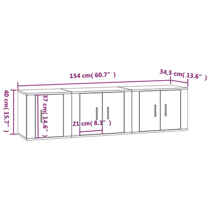vidaXL 3-tlg. TV-Schrank-Set Braun Eichen-Optik Holzwerkstoff