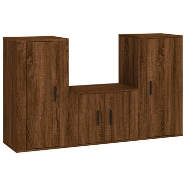 vidaXL 3-tlg. TV-Schrank-Set Braun Eichen-Optik Holzwerkstoff
