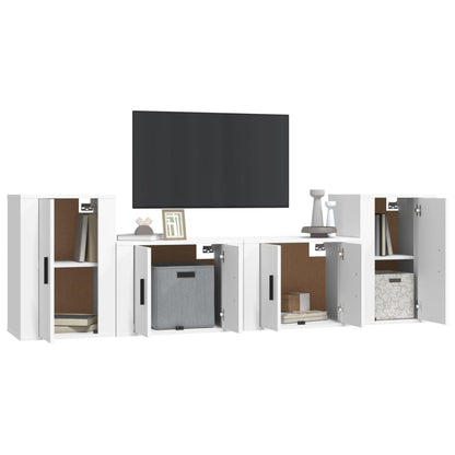 vidaXL 4-tlg. TV-Schrank-Set Weiß Holzwerkstoff