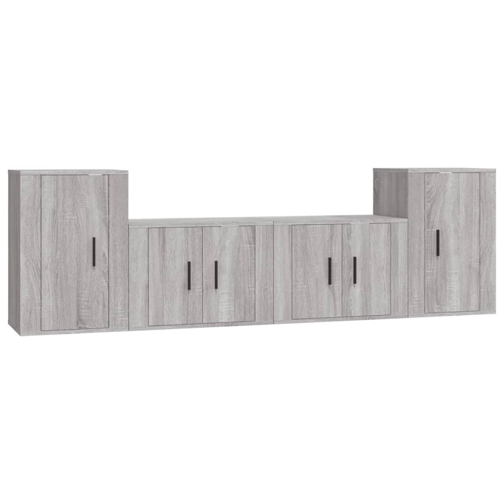 vidaXL Meuble TV, 4 pcs, Gris sonoma, Bois d'ingénierie