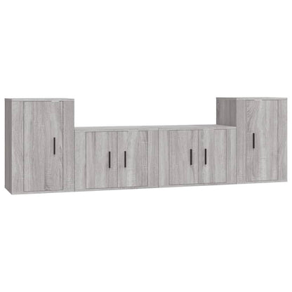 vidaXL Meuble TV, 4 pcs, Gris sonoma, Bois d'ingénierie