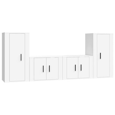 vidaXL 4-tlg. TV-Schrank-Set Weiß Holzwerkstoff