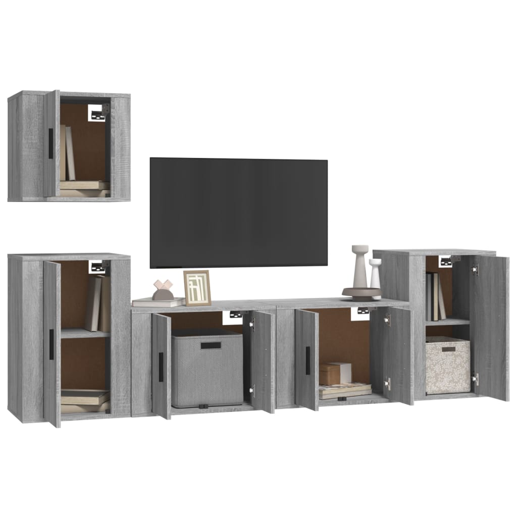 vidaXL Ensemble de meubles TV 5 pcs Gris sonoma Aggloméré