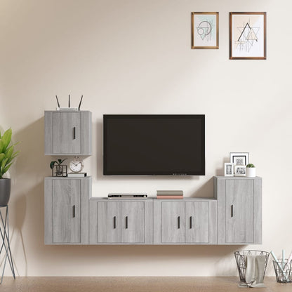 vidaXL Ensemble de meubles TV 5 pcs Gris sonoma Aggloméré