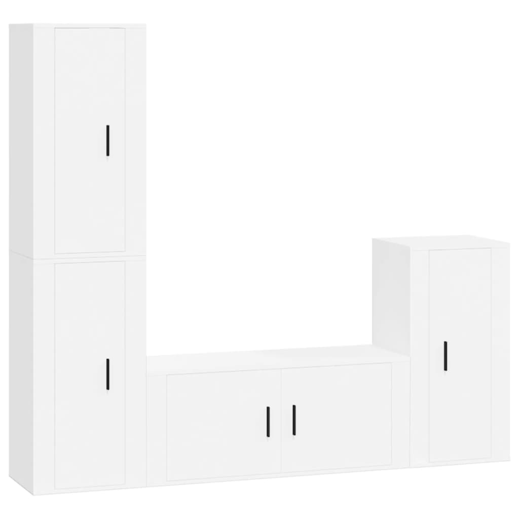 vidaXL 4-tlg. TV-Schrank-Set Weiß Holzwerkstoff