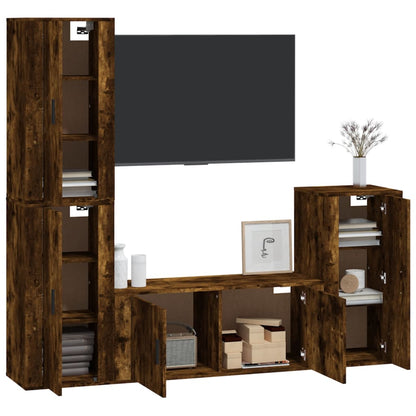 vidaXL 4-tlg. TV-Schrank-Set Räuchereiche Holzwerkstoff