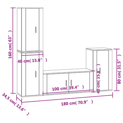 vidaXL 4-tlg. TV-Schrank-Set Räuchereiche Holzwerkstoff