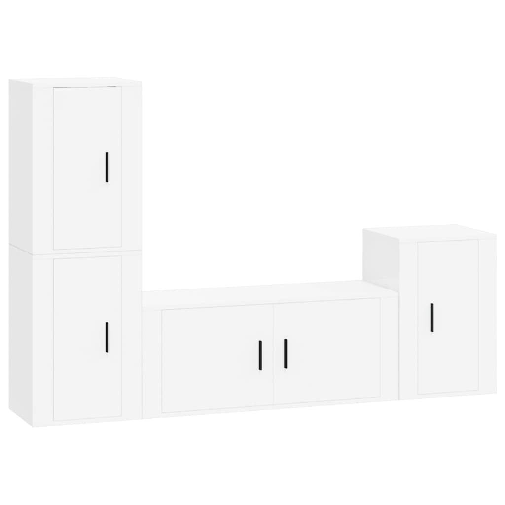vidaXL 4-tlg. TV-Schrank-Set Weiß Holzwerkstoff