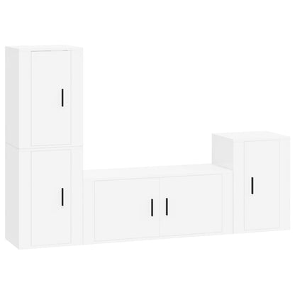 vidaXL 4-tlg. TV-Schrank-Set Weiß Holzwerkstoff