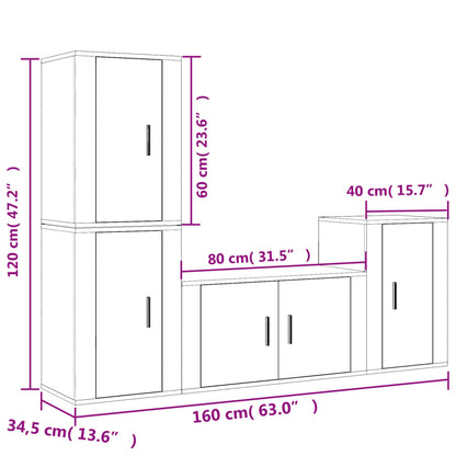 vidaXL 4-tlg. TV-Schrank-Set Sonoma-Eiche Holzwerkstoff