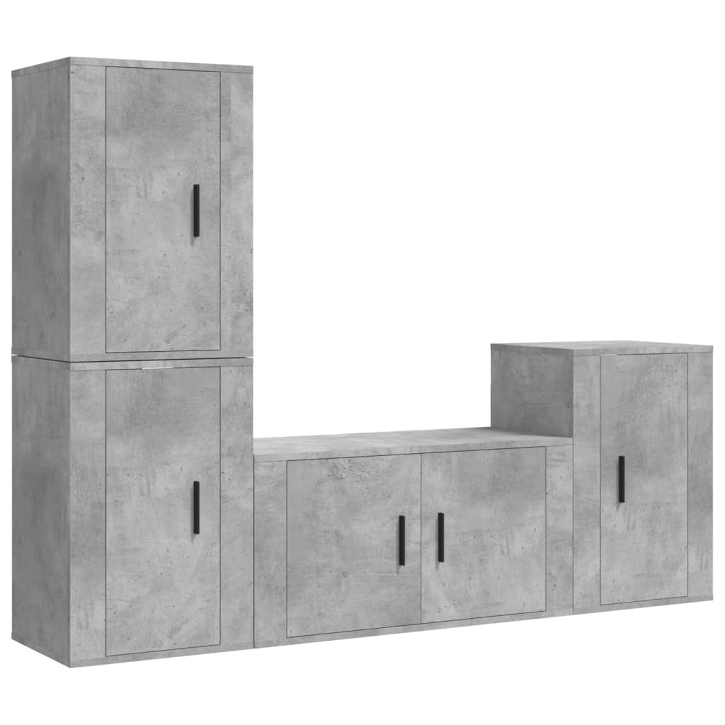 vidaXL Meuble TV 4 pcs Gris béton Aggloméré