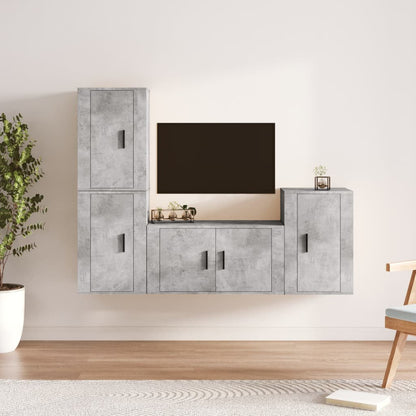 vidaXL Meuble TV 4 pcs Gris béton Aggloméré