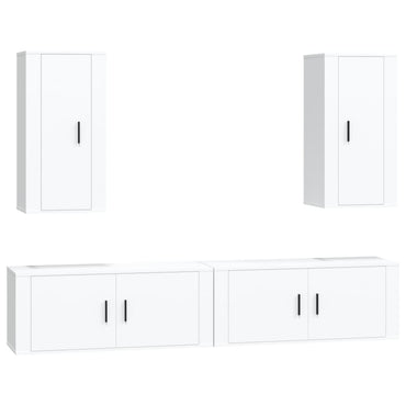 vidaXL 4-tlg. TV-Schrank-Set Weiß Holzwerkstoff