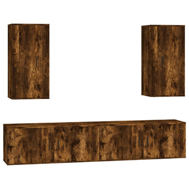 vidaXL 4-tlg. TV-Schrank-Set Räuchereiche Holzwerkstoff