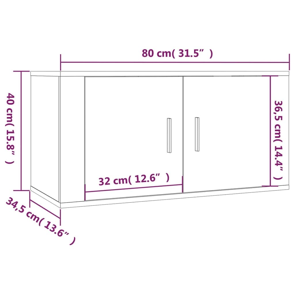 vidaXL 3-tlg. TV-Schrank-Set Betongrau Holzwerkstoff