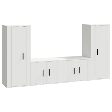 vidaXL 4-tlg. TV-Schrank-Set Weiß Holzwerkstoff