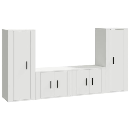 vidaXL 4-tlg. TV-Schrank-Set Weiß Holzwerkstoff