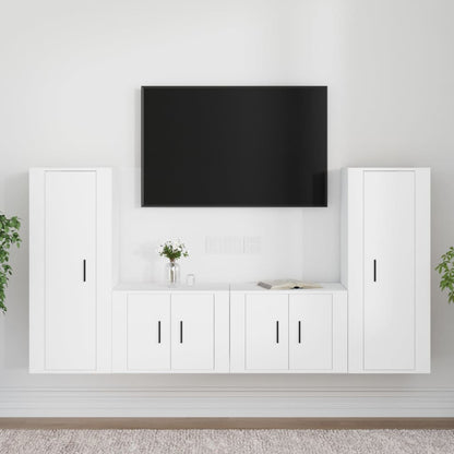 vidaXL 4-tlg. TV-Schrank-Set Weiß Holzwerkstoff
