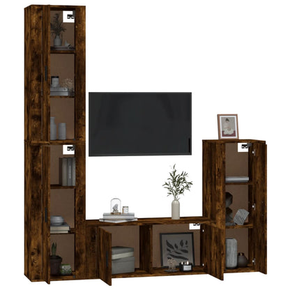 vidaXL 4-tlg. TV-Schrank-Set Räuchereiche Holzwerkstoff