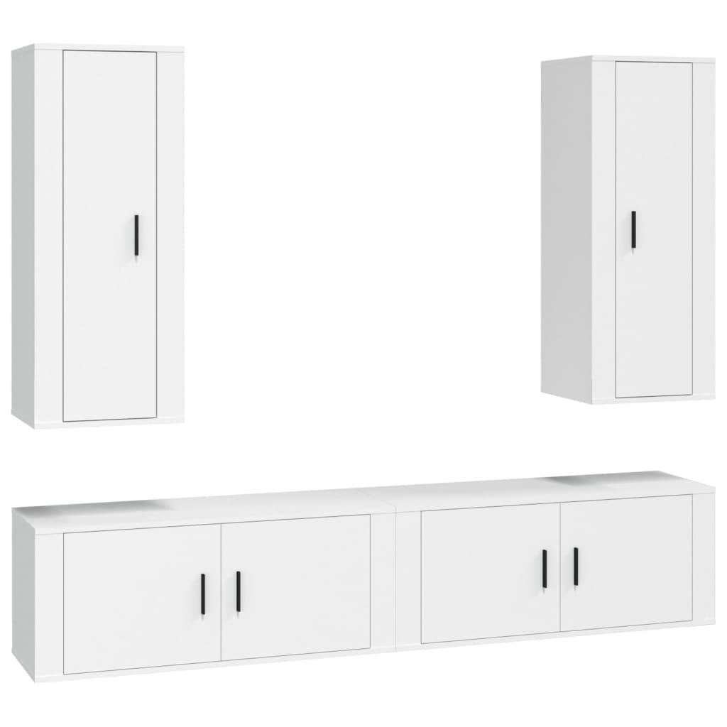 vidaXL 4-tlg. TV-Schrank-Set Weiß Holzwerkstoff