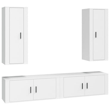 vidaXL 4-tlg. TV-Schrank-Set Weiß Holzwerkstoff
