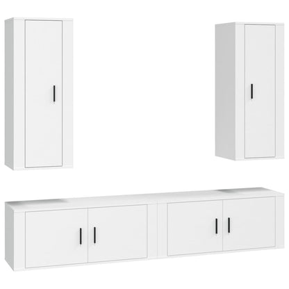 vidaXL 4-tlg. TV-Schrank-Set Weiß Holzwerkstoff