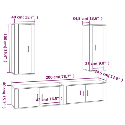vidaXL 4-tlg. TV-Schrank-Set Weiß Holzwerkstoff
